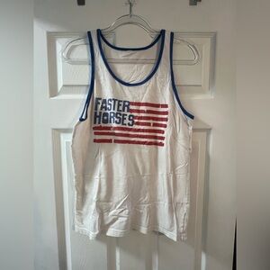 Faster Horses White Tank Top with Flag Graphic